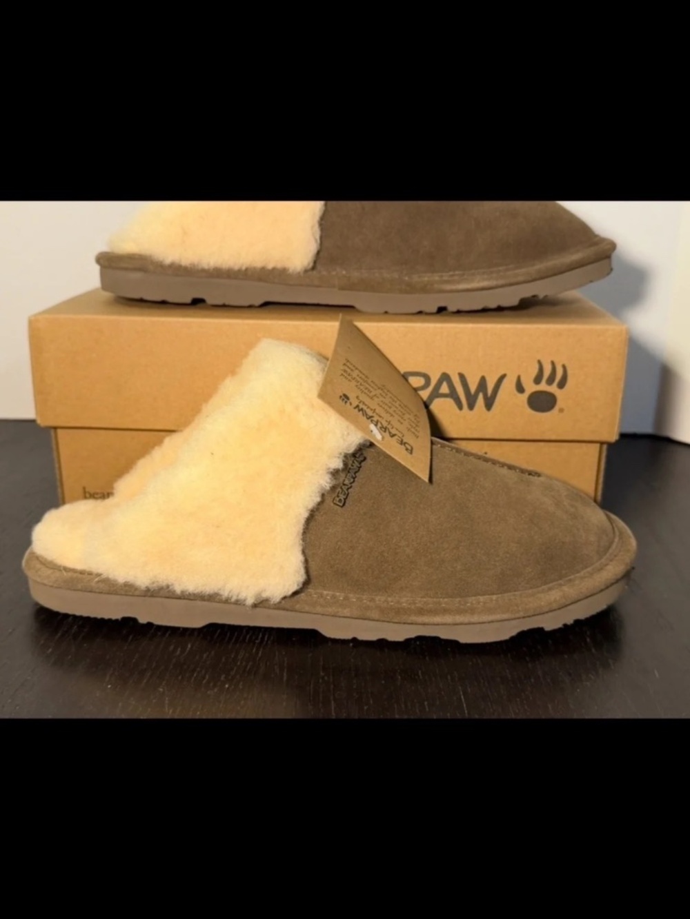 BEARPAW Loketta Suede Slippers Seal Brown Womans 11M